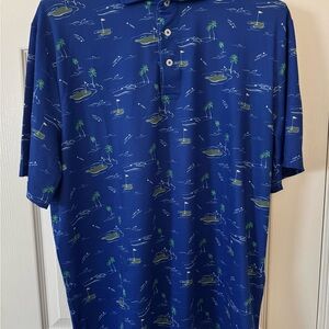 Men's RLX Blue Golf Print Polo Shirt
